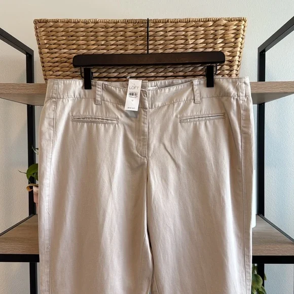 NWT Ann Taylor LOFT Mid-Rise Cotton Linen Blend Straight Leg Woven Pant, 12 - Picture 2 of 9